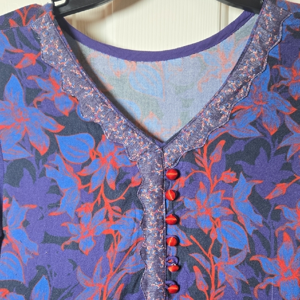 Hand Crafted Beautiful Tunic L Exotic Soft Elegant boho chic WHIMSY Artsy INDO - Picture 6 of 17